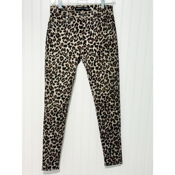 Veronica Beard Leopard Coated Print Mid Rise Skinny Brooke‎ Jeans Size 26 Size 2 - Picture 13 of 13